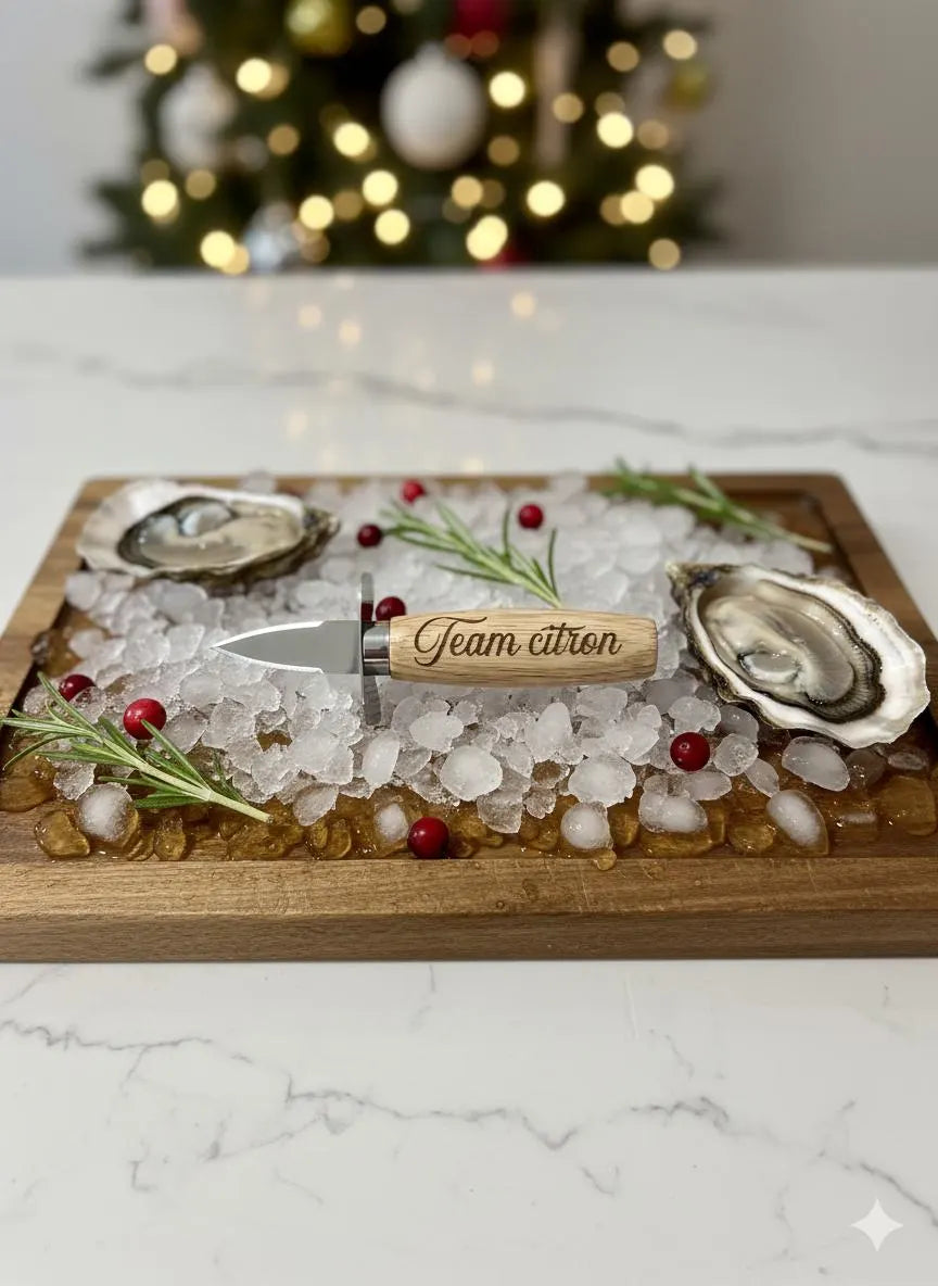 Couteau à huîtres avec manche en bois personnalisé