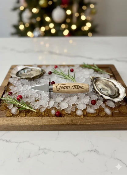 Couteau à huîtres avec manche en bois personnalisé