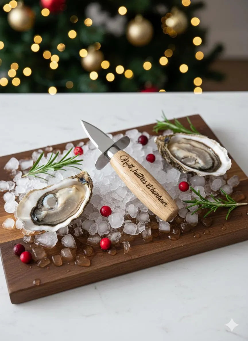 Couteau à huîtres avec manche en bois personnalisé