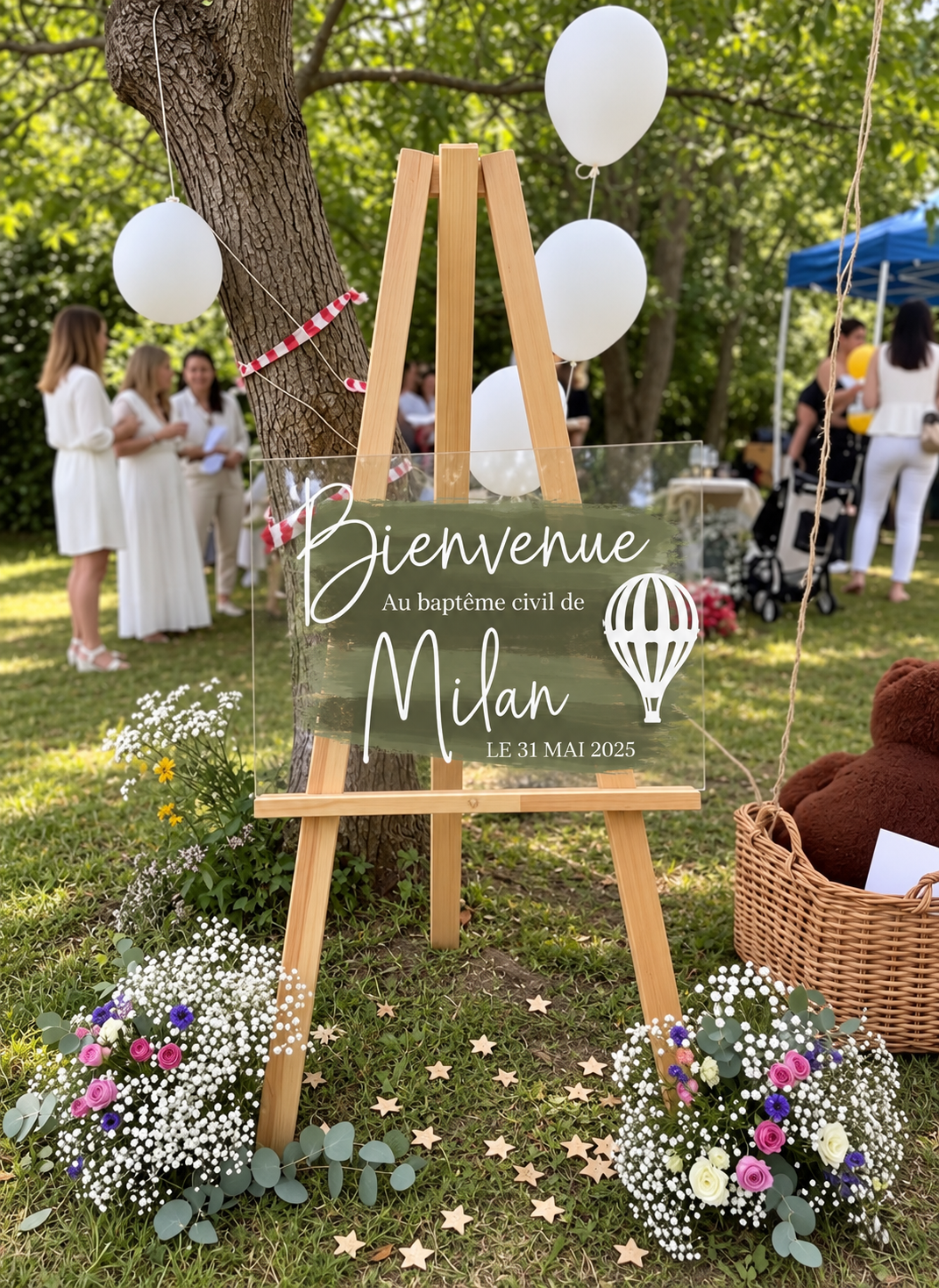 panneau de bienvenue pour le baptême d'un petit garçon