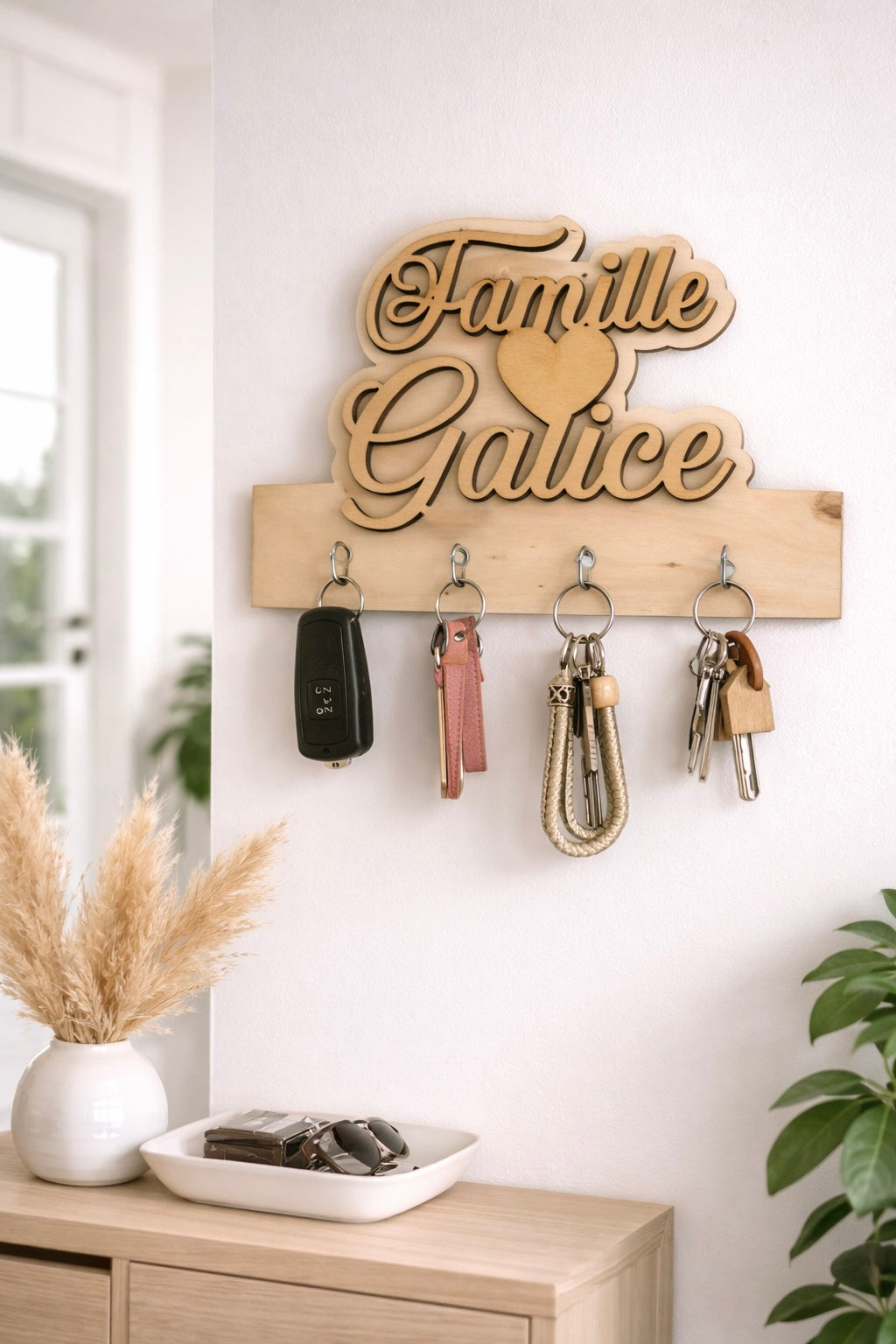 Porte-Clés Mural en Bois Personnalisé