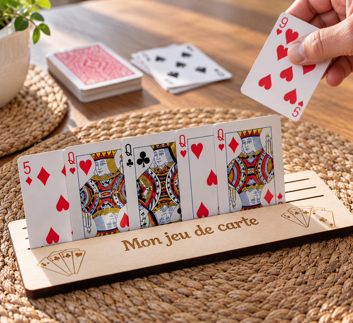 Support jeu de carte personnalisé pour personnes âgées