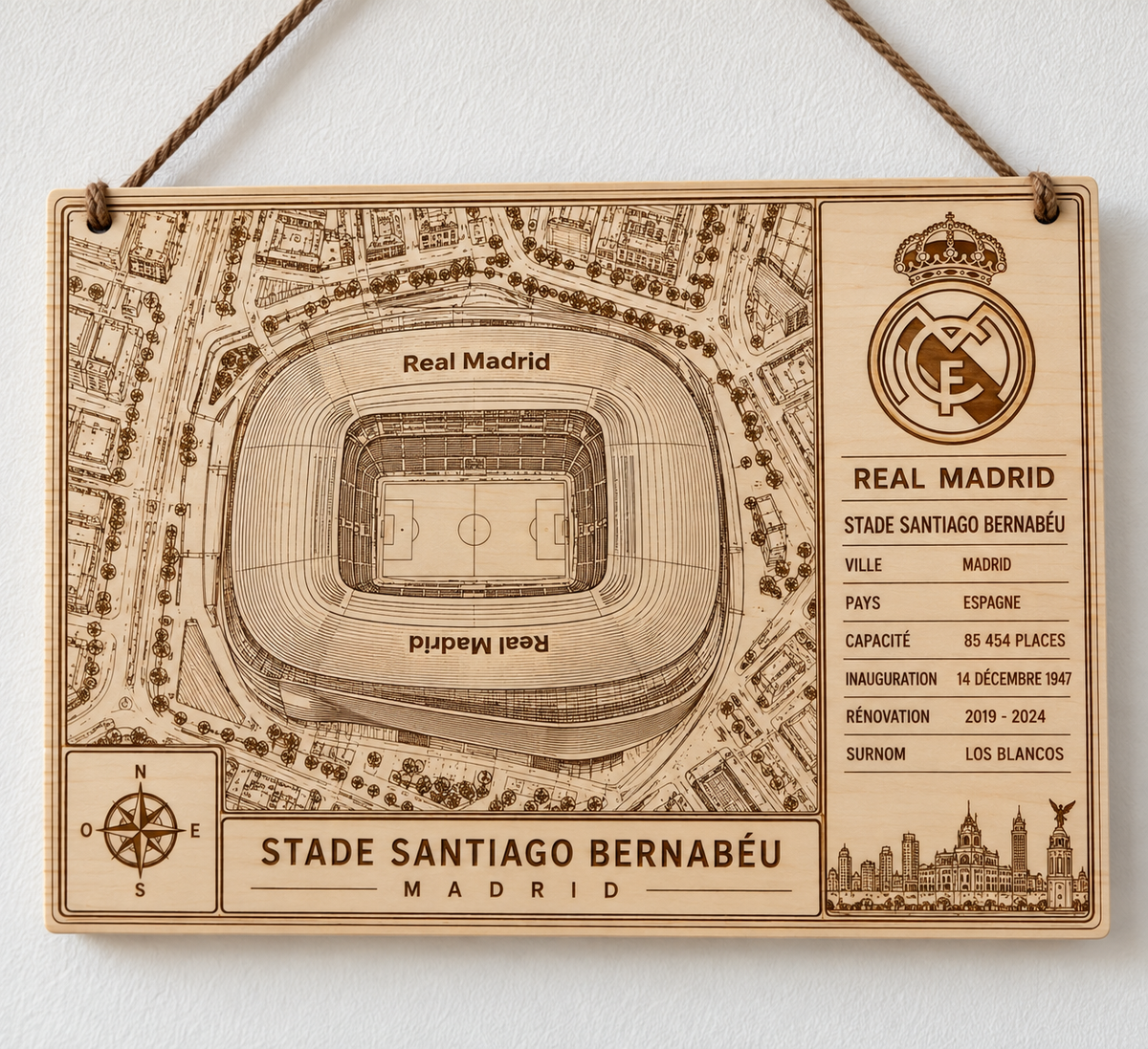 tableau stade de football personnalisé, cadeau idéal pour supporter du real madrid