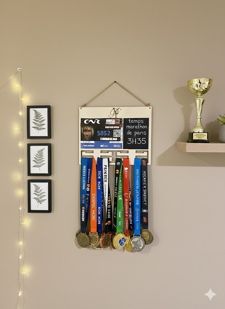 Support Médailles et Dossards Personnalisé avec Tableau Ardoise.